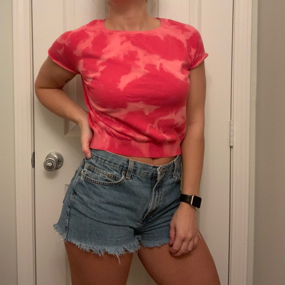 Repurposed, distressed Cropped T-Shirt